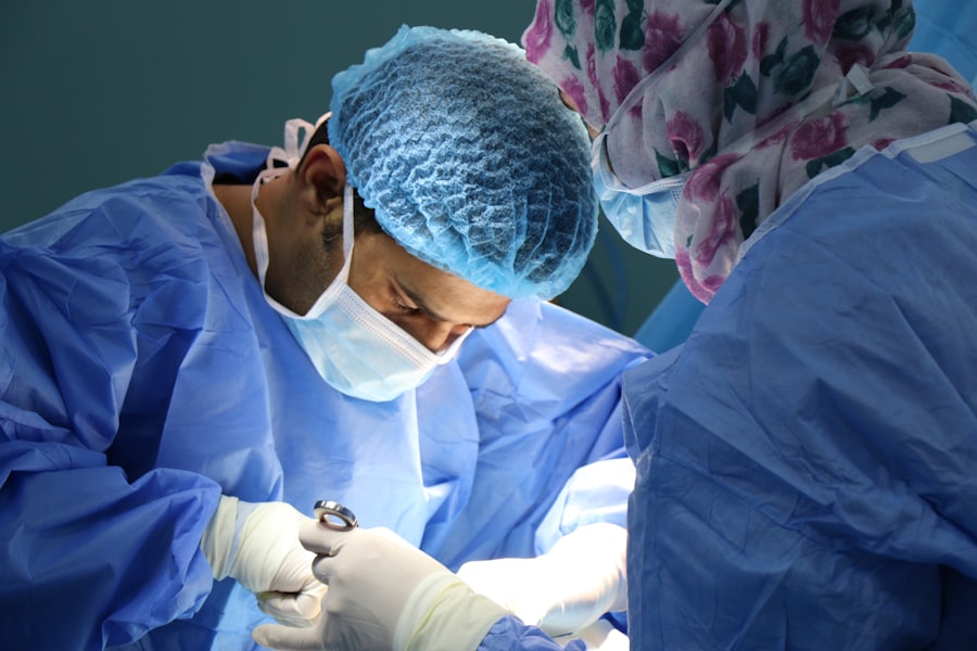 Surgical team performing a procedure in the operation theatre